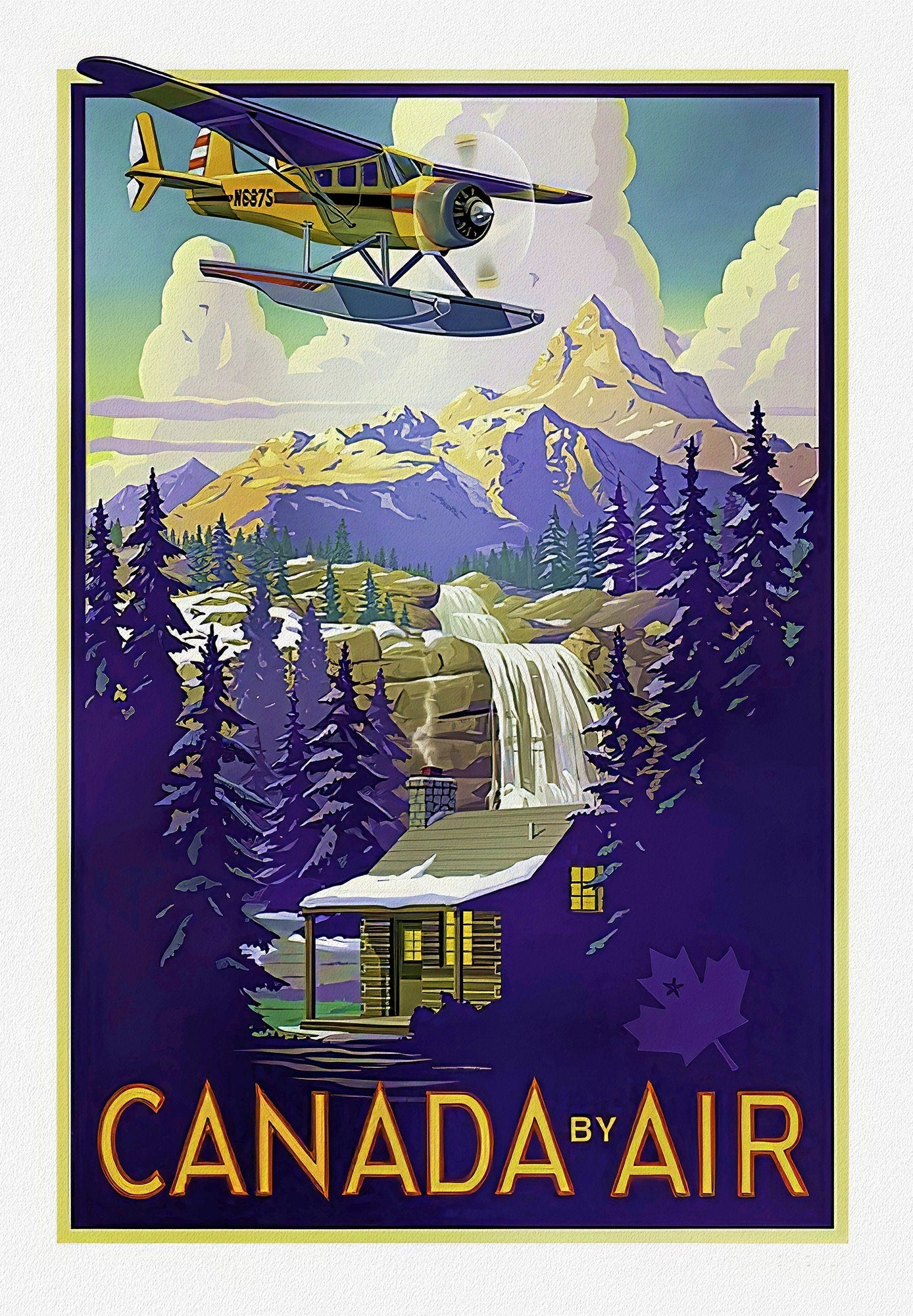Canada by Air, Travel Poster on heavy cotton canvas, 22x27" approx. - The Map Chest