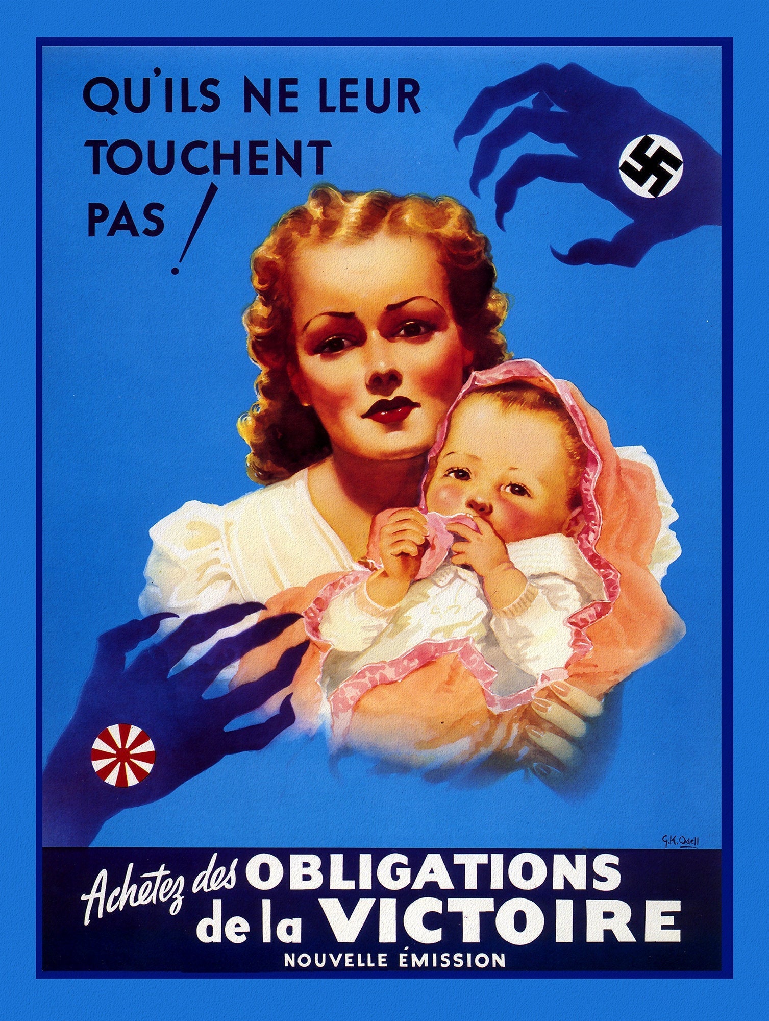 Canada WW I Poster, Buy Victory Bonds IV (en francais), 1915, on heavy cotton canvas, 22x27" approx. - The Map Chest