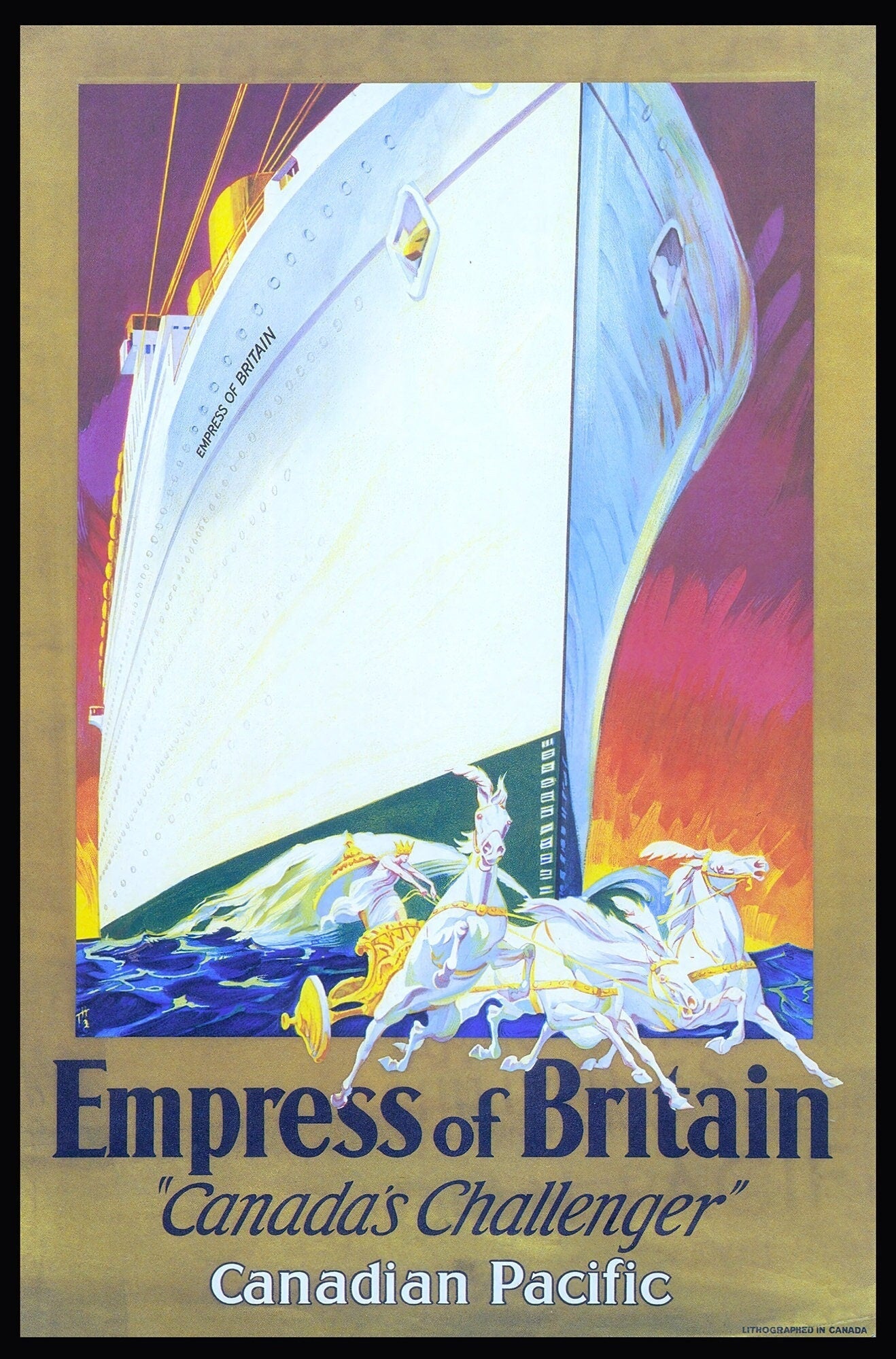 Canadian Pacific , Empress of Britain Ver. II , travel poster reprinted on durable cotton canvas, 50 x 70 cm, 20 x 25" approx. - The Map Chest