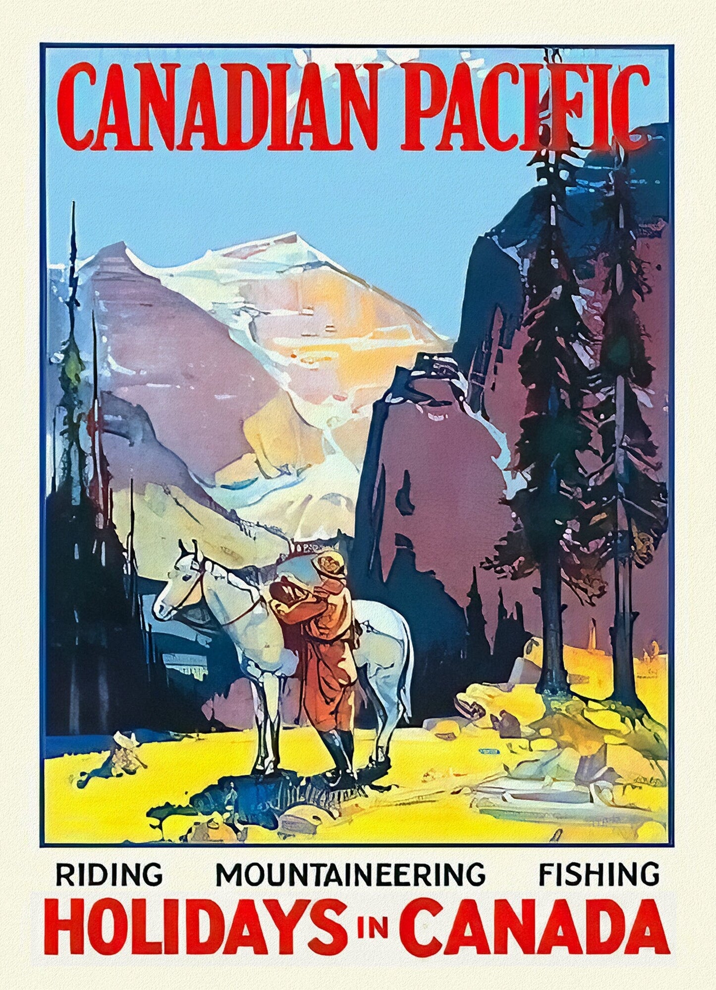 Canadian Pacific, Holidays in Canada, travel poster reprinted on durable cotton canvas, 50 x 70 cm, 20 x 25" approx. - The Map Chest