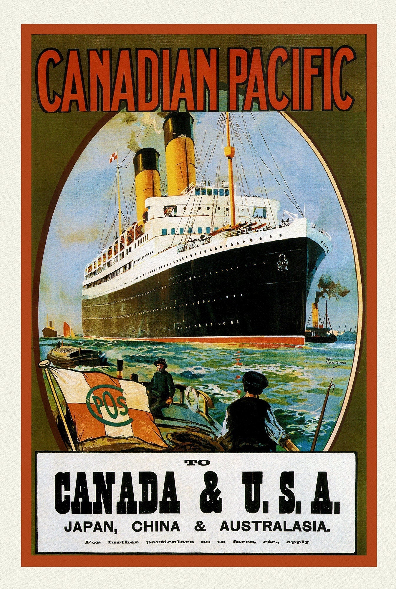 Canadian Pacific, Travel to Canada & USA, travel poster on heavy cotton canvas, 45 x 65 cm, 18 x 24" approx. - The Map Chest