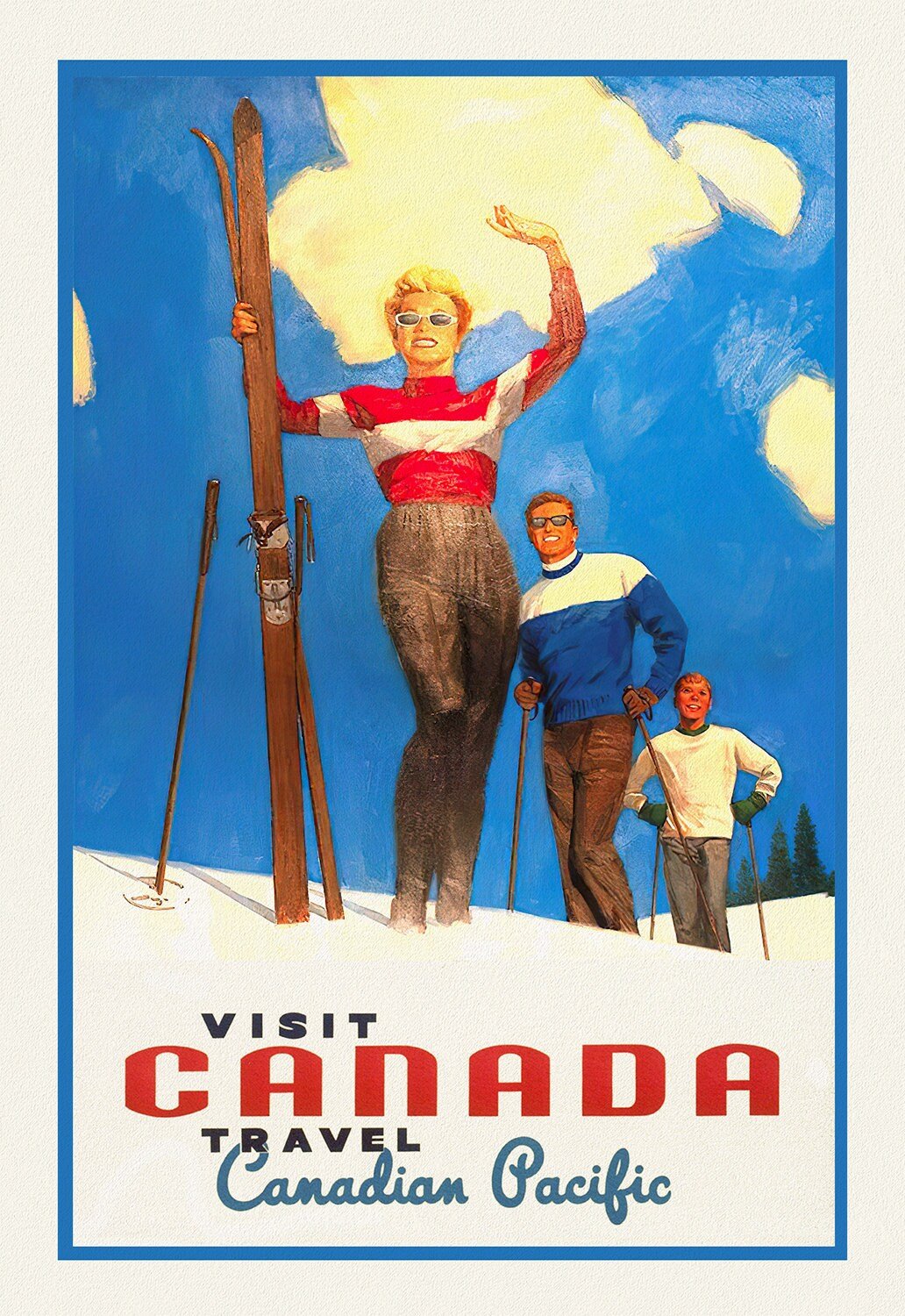 Canadian Pacific, Visit Canada, Ver. IX, travel poster on heavy cotton canvas, 45 x 65 cm, 18 x 24" approx. - The Map Chest