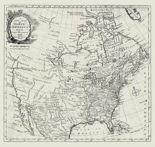 Carver, A new map of North America, from the latest discoveries, 1778, map on durable cotton canvas, 50 x 70 cm, 20 x 25" approx. - The Map Chest