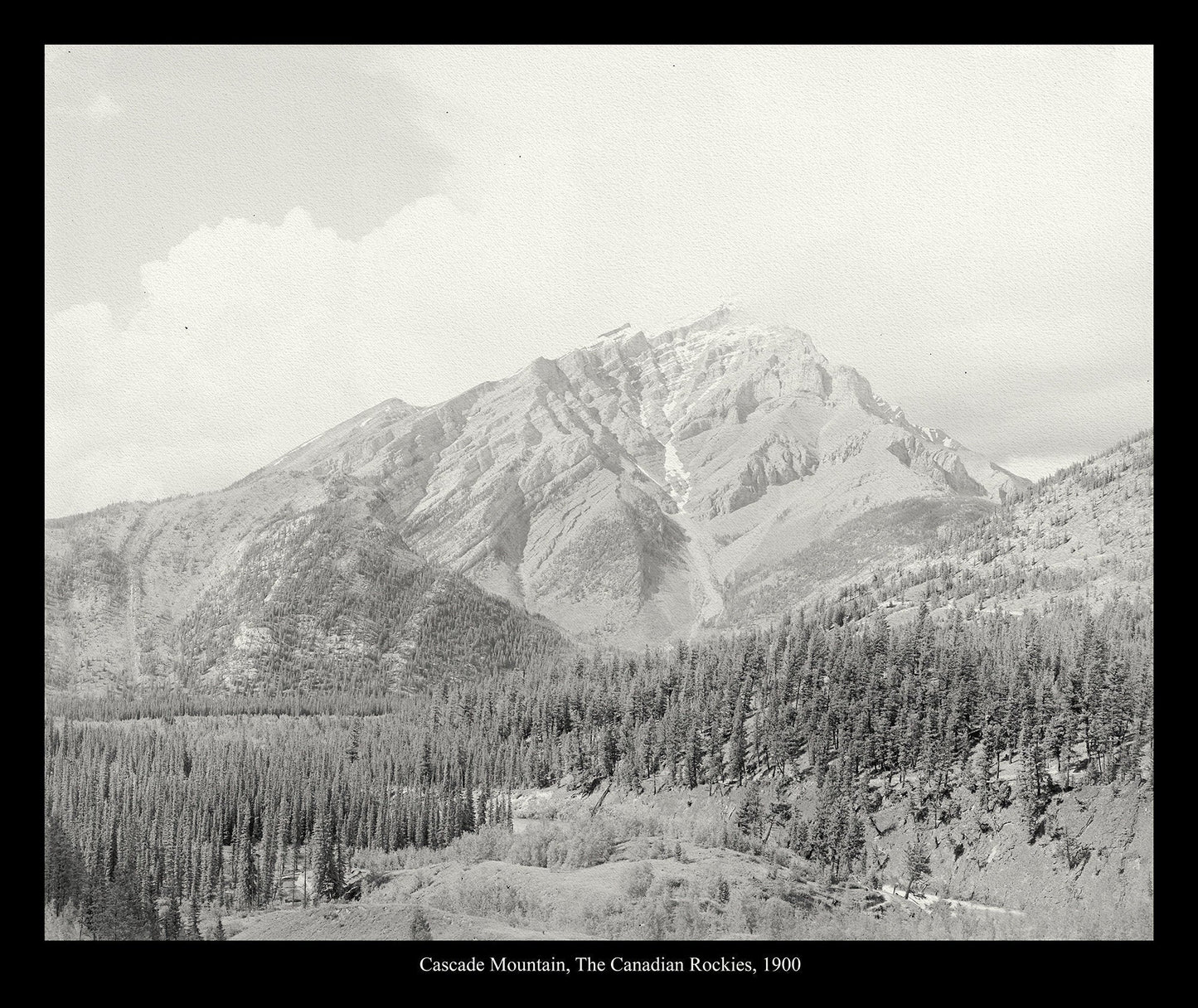 Cascade Mountain, The Canadian Rockies, 1900, Vintage Photograph on canvas, 20 x 24" approx - The Map Chest