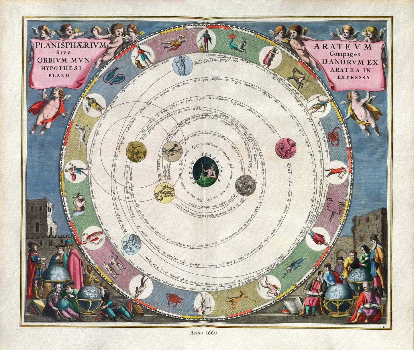 Cellarius, Harmoni Macrocosmica VIII, 1660, celestial map on durable cotton canvas, 50 x 70 cm or 20x25" approx. - The Map Chest