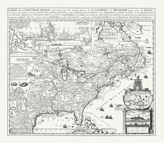 Chatelain, Carte de la Nouvelle France, map on heavy cotton canvas, 20 x 27" approx. - The Map Chest