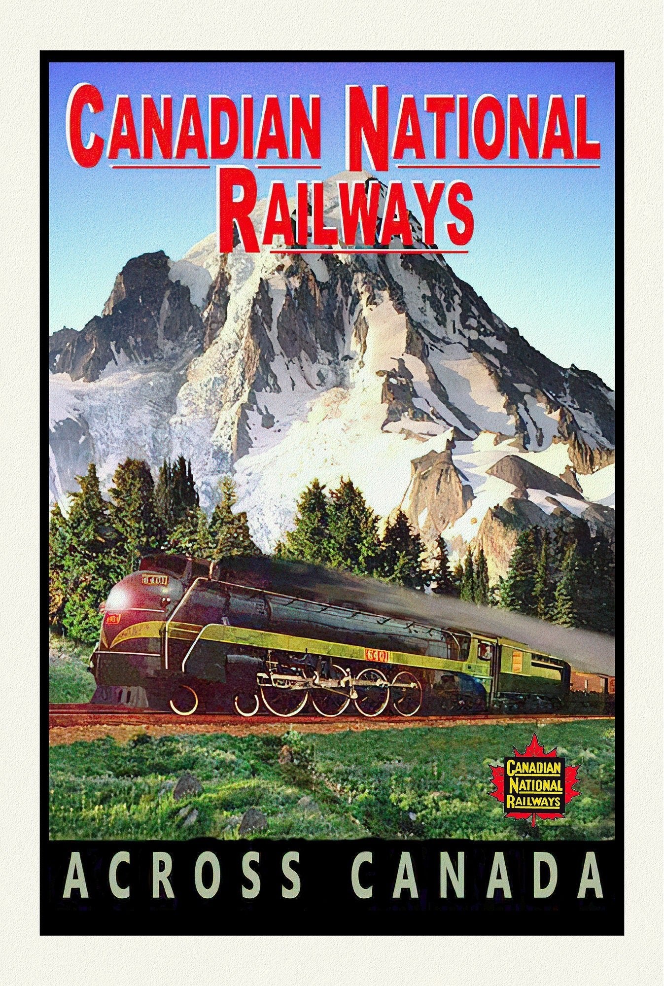 CNR Across Canada, vintage war poster on durable cotton canvas, 50 x 70 cm, 20 x 25" approx. - The Map Chest