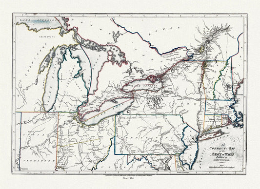 Conrad et Lewis, A correct map of the seat of war, 1812, map on heavy cotton canvas, 22x27" approx. - The Map Chest