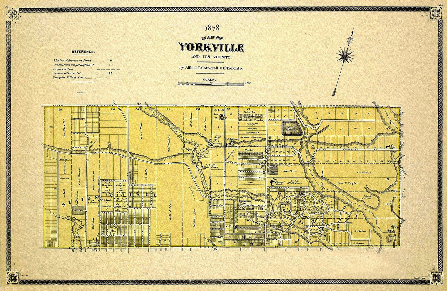 Cotterell, Yorkville, County of York, 1878 Ver.II, map on heavy cotton canvas, 22x27" approx. - The Map Chest