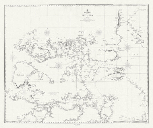 Discoveries in the Arctic Sea up to MDCCCLIV (1854), map on durable cotton canvas, 50 x 70 cm, 20 x 25" approx. - The Map Chest