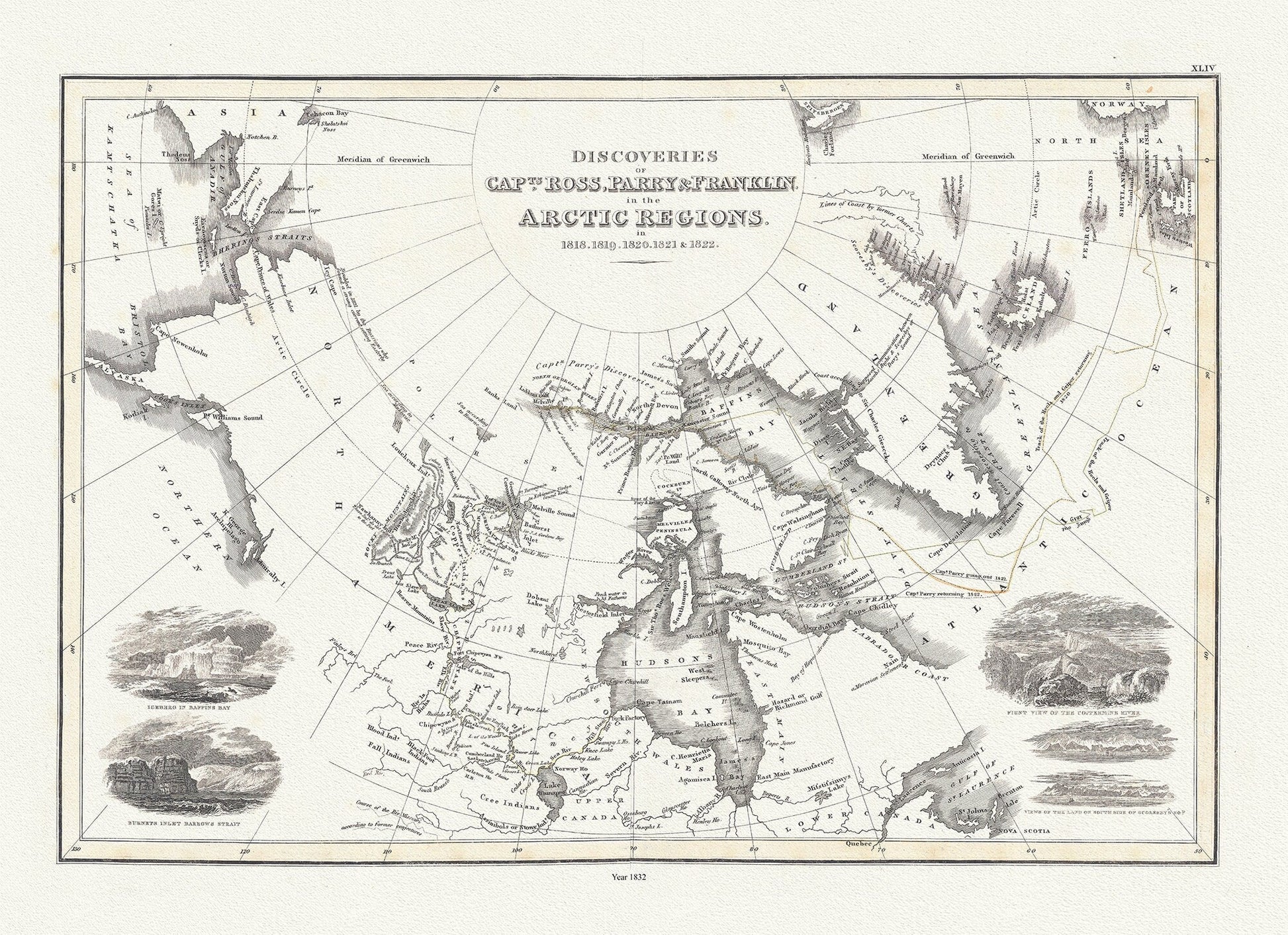 Discoveries of Capts. Ross, Parry and Franklin in the Arctic Regions, in 1818, 1819, 1820, 1821 & 1822, Wyld auth.,1823, 20x25" approx - The Map Chest
