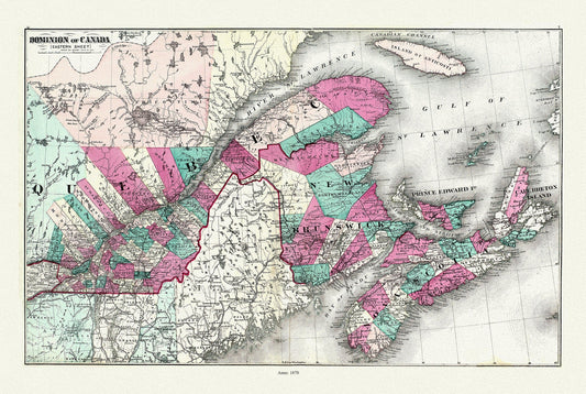 Dominion of Canada. Eastern Sheet. 1878, map on heavy cotton canvas, 50x70cm (20 x 25") approx. - The Map Chest