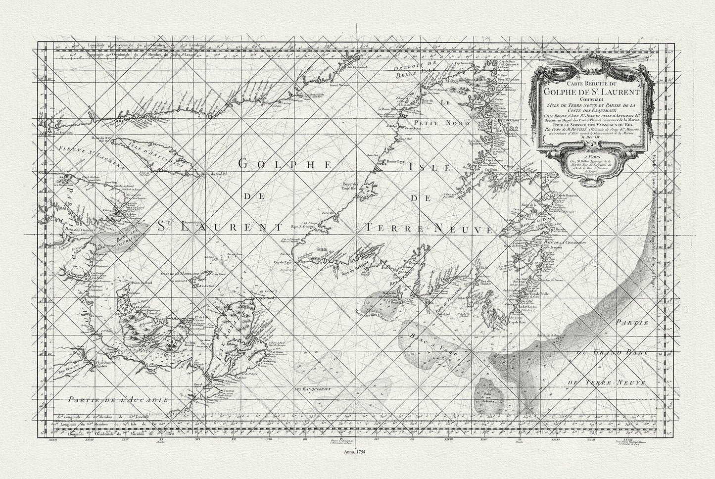 E Bellin, Carte reduite du Golphe de St. Laurent, 1754 - The Map Chest