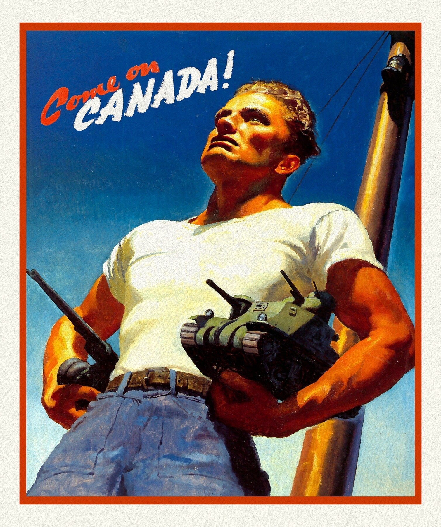 E Come on Canada! Ver. II, vintage war poster on durable cotton canvas, 50 x 70 cm, 20 x 25" approx. - The Map Chest