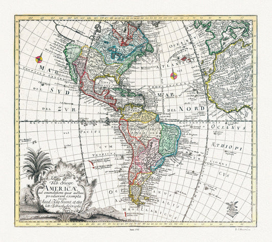 Euler, Sauerbrey et Rhode, Tabula Geographica Americae, 1753 ,Map on heavy cotton canvas, 22x27in - The Map Chest