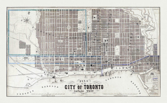 Fleming, Plan of the City of Toronto, Canada West, 1857, map on heavy cotton canvas, 22x27" approx. - The Map Chest