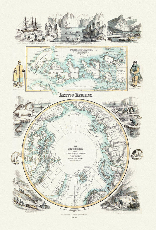 Fullarton, Arctic Regions, 1872, map on heavy cotton canvas, 22x27" approx. - The Map Chest