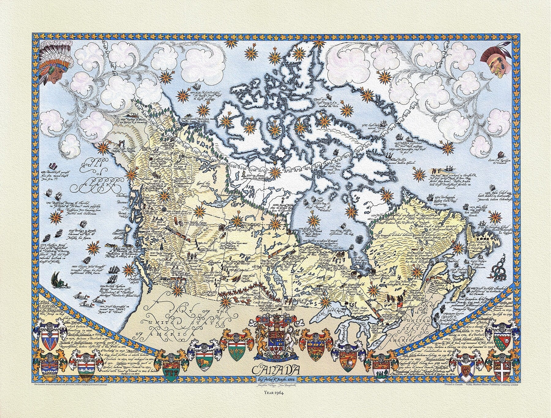 Furse, Canada, 1964 , map on durable cotton canvas, 50 x 70 cm or 20x25" approx. - The Map Chest