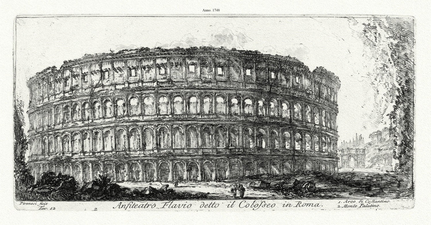 Giovanni Battista Piranesi, Anfiteatro Flavio detto il Colosseo, 1748, map on heavy cotton canvas, 22x27" approx. - The Map Chest