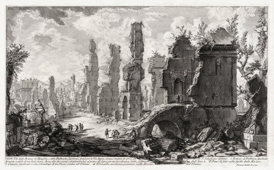 Giovanni Battista Piranesi, Antiquities of Rome, la Via Appia, 1754, map on heavy cotton canvas, 22x27" approx. - The Map Chest