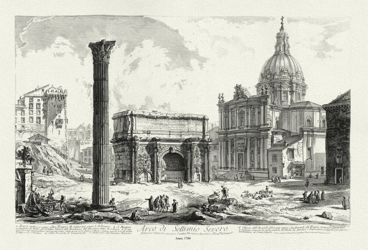 Giovanni Battista Piranesi, Arch of Septimius Severus, 1760, map on heavy cotton canvas, 22x27" approx. - The Map Chest