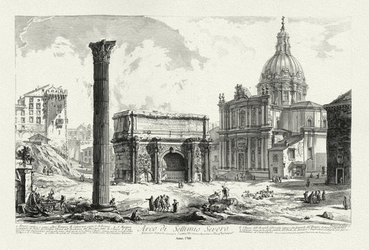 Giovanni Battista Piranesi, Arch of Septimius Severus, 1760, map on heavy cotton canvas, 22x27" approx. - The Map Chest