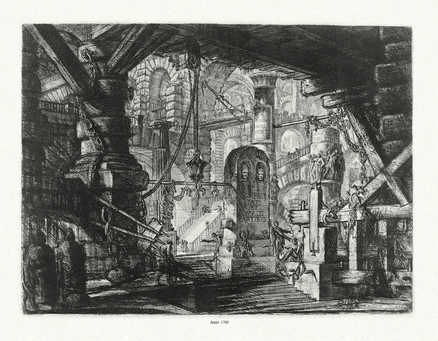 Giovanni Battista Piranesi, Le Carceri d'Invenzione, Planche IV, 1760, une gravure sur toile de coton épais, 56x70cm environ - The Map Chest