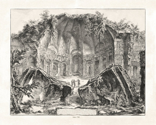 Giovanni Battista Piranesi, Remains of the Temple of the God Canopus at Hadrian's Villa in Tivoli, 1760, map on canvas, 22x27" approx. - The Map Chest