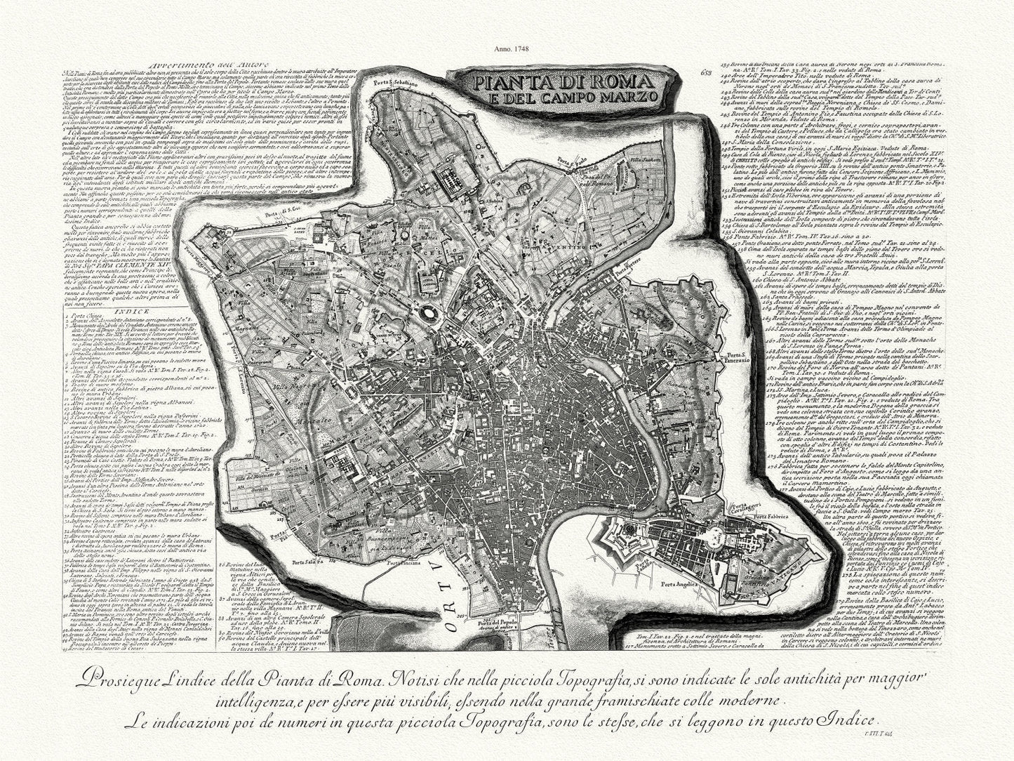 Giovanni Battista Piranesi, Vedute di Roma, Map Of Rome, Part. 1, 1748, map on heavy cotton canvas, 22x27" approx. - The Map Chest