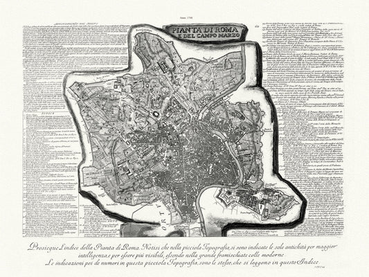 Giovanni Battista Piranesi, Vedute di Roma, Map Of Rome, Part. 1, 1748, map on heavy cotton canvas, 22x27" approx. - The Map Chest