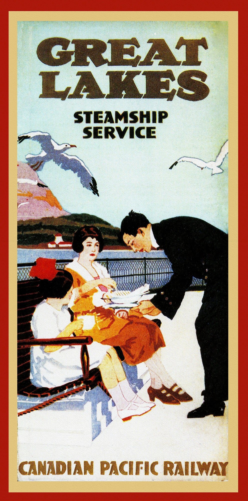 Great Lakes Steamship Service, Canadian Pacific Railway , map on heavy cotton canvas, 22x27" approx - The Map Chest