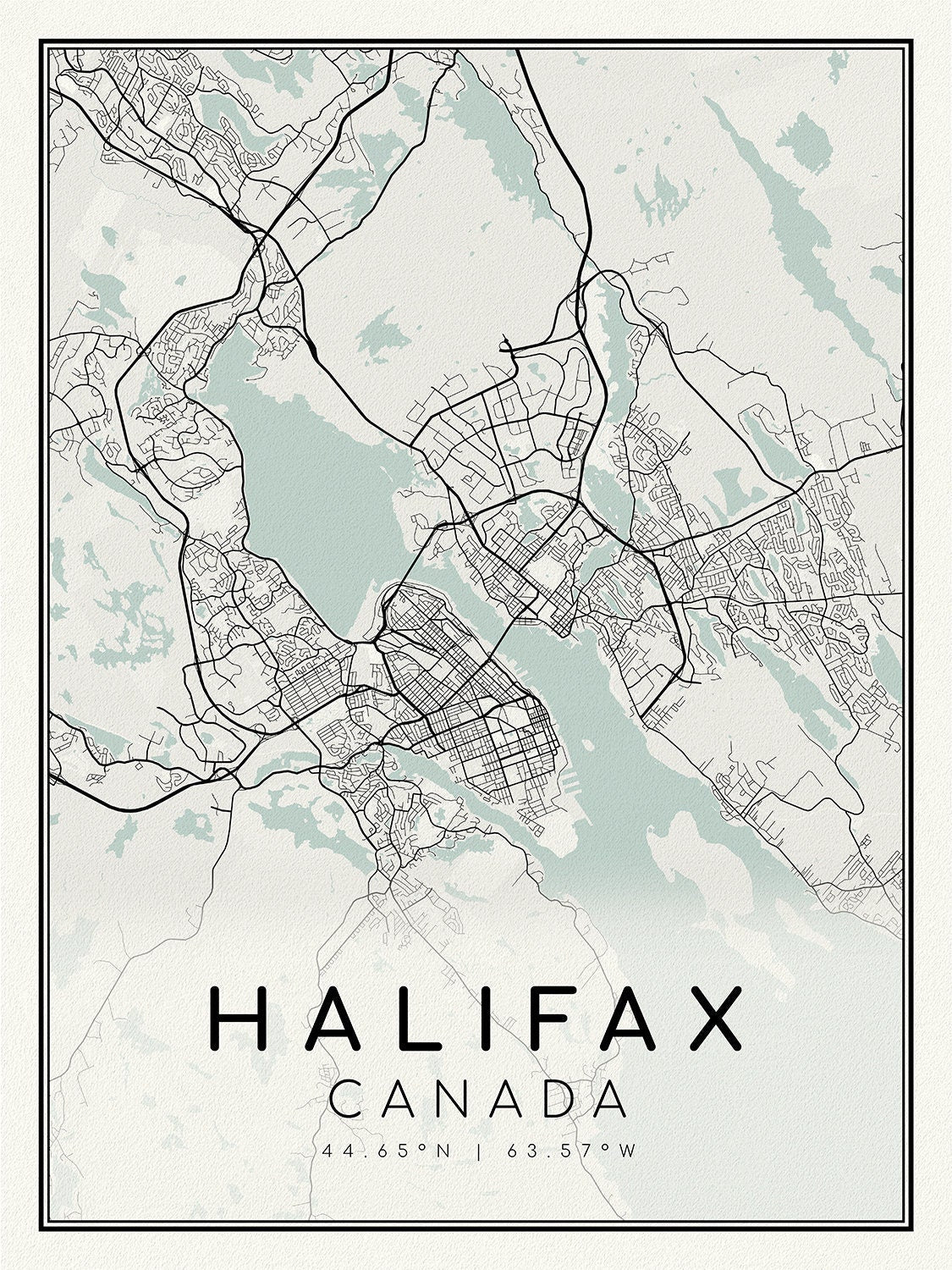 Halifax, Nova Scotia, A Modern Map, on heavy cotton canvas, 45 x 65 cm, 18 x 24" approx. - The Map Chest