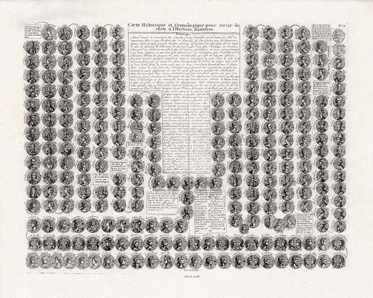 Henri Chatelain, Carte Historique et Cronologique pour servir de suite a l'Histoire Romaine, 1718, cotton canvas, 22x27" approx. - The Map Chest