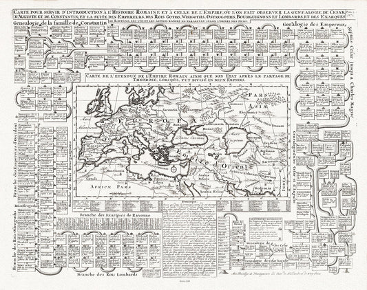 Henri Chatelain, Tome I. Carte de l'etendue de l'Empire Romain, 1718, map on heavy cotton canvas, 22x27" approx. - The Map Chest