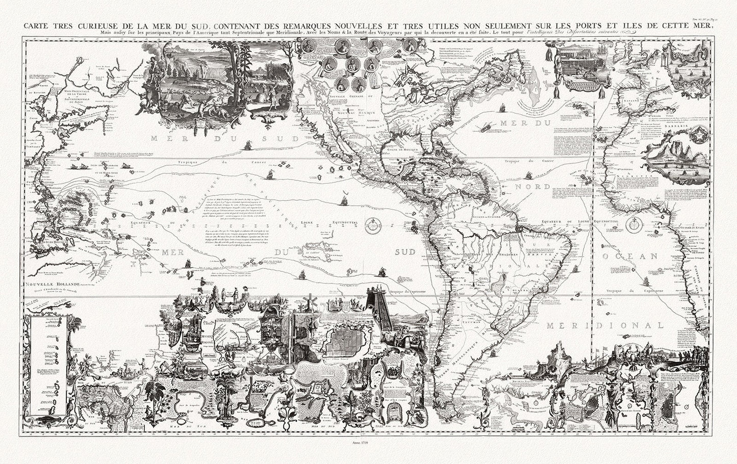 Henri Chatelain, Tome VI. No. 30. Page 117. Carte tres Curieuse de la Mer du Sud. North and South sheets, 1719 - The Map Chest