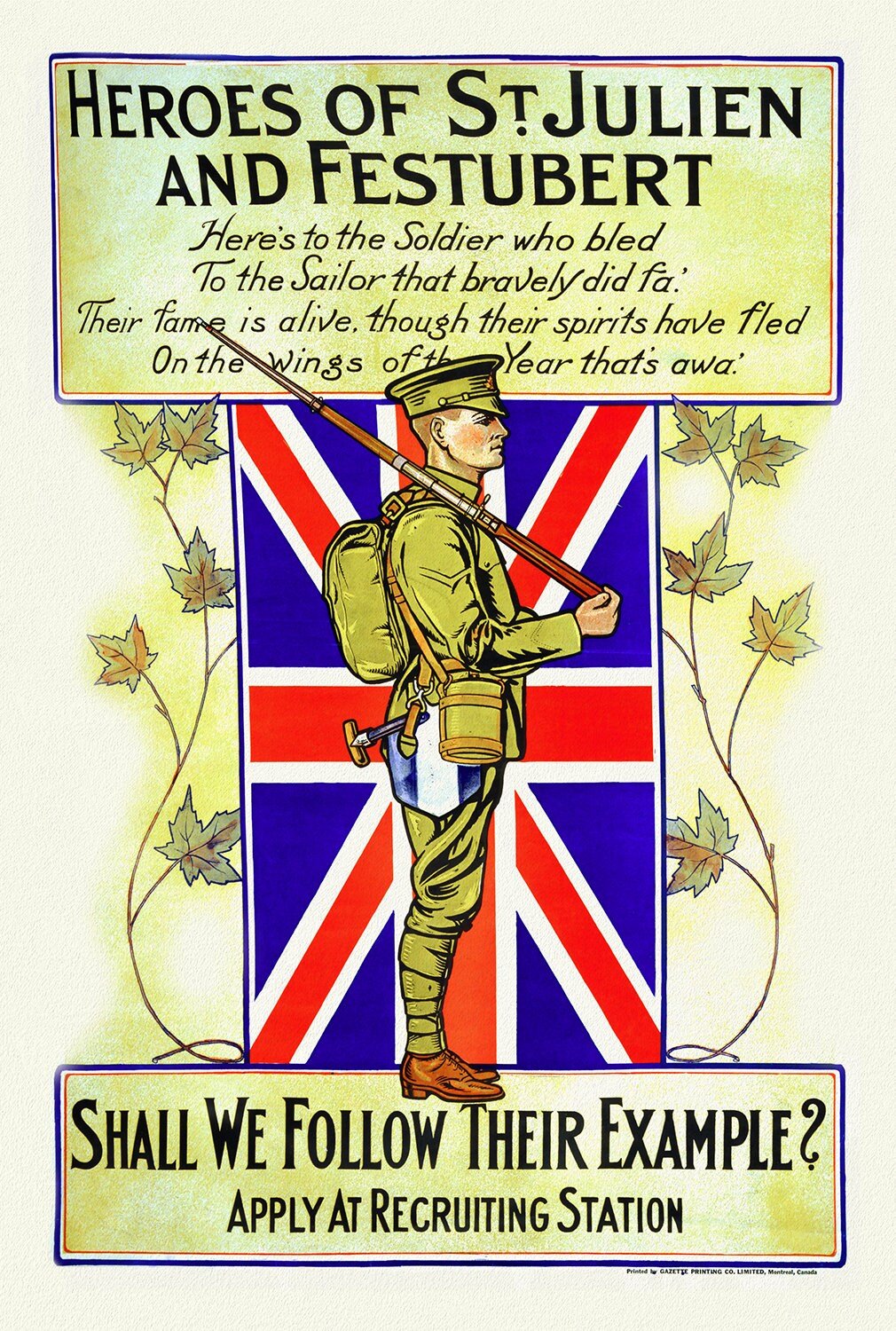 Heroes of St. Julien and Festubert, Shall We Follow Their Example, 1914 - The Map Chest