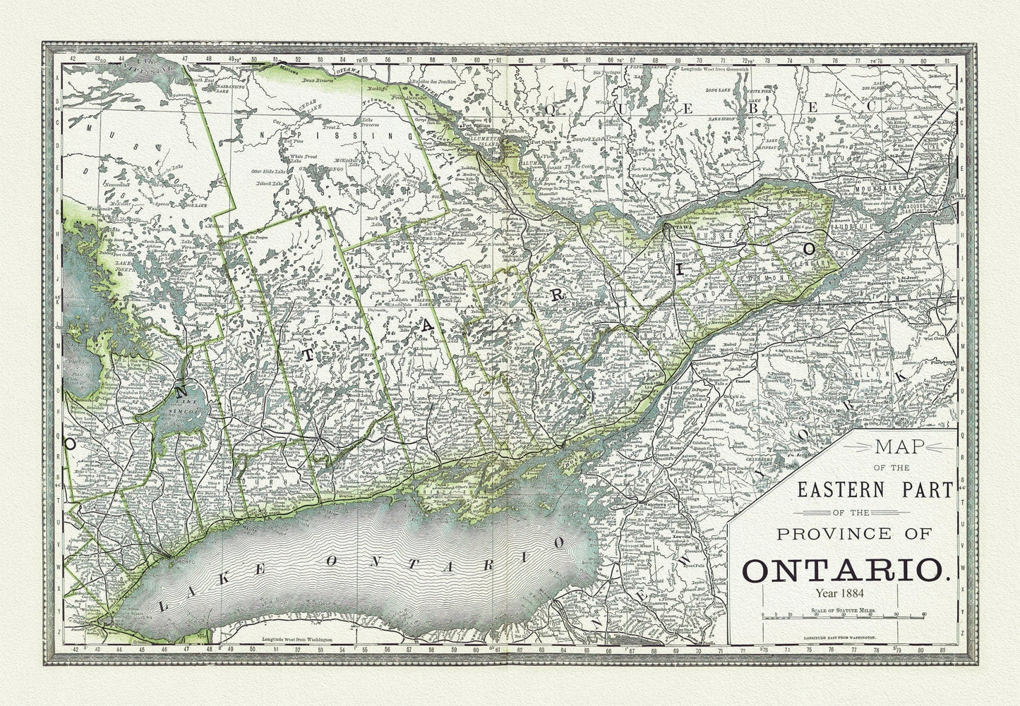 H.H. Hardesty & Co., Map of Ontario, No. 2, Eastern Part, 1884, map on heavy cotton canvas, 22x27" approx - The Map Chest