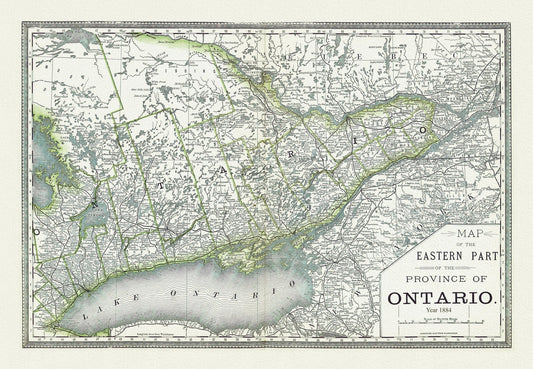 H.H. Hardesty & Co., Map of Ontario, No. 2, Eastern Part, 1884, map on heavy cotton canvas, 22x27" approx - The Map Chest
