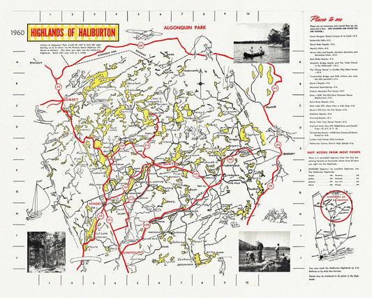 Highlands of Haliburton, Ontario, 1960, map on heavy cotton canvas, 1960 - The Map Chest
