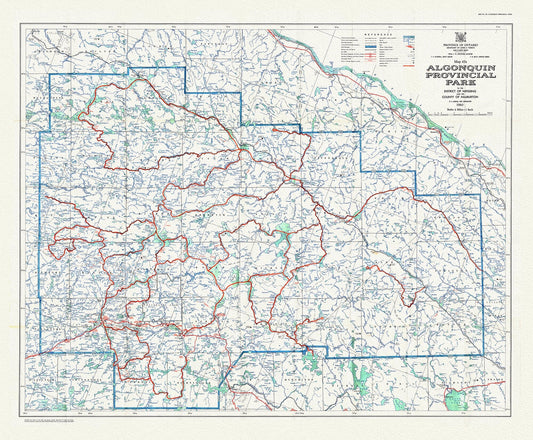 Historic Algonquin Park Map 47A, 1960 , map on heavy cotton canvas, 20 x 25" approx. - The Map Chest