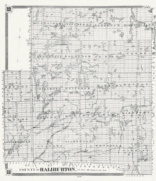 Historic Algonquin Park Map, Haliburton County, 1879, map on heavy cotton canvas, 20 x 25" approx. - The Map Chest