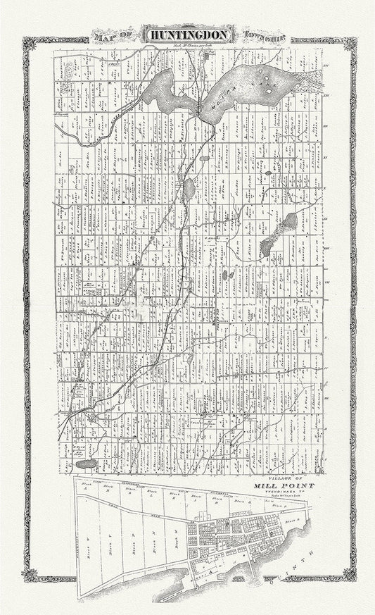 Huntington Township, Hastings County, Ontario, 1880, map on heavy cotton canvas, 45 x 65 cm, 18 x 24" approx. - The Map Chest