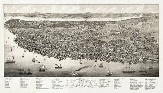 City of Halifax, Panoramic view, Nova Scotia, 1879, on heavy cotton canvas, approx. 18x27"