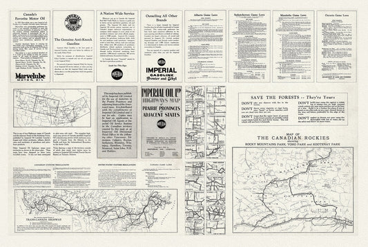 Canadian Rockies. Map Showing Proposed Routes of Trans-Canada Highway, 1930, on heavy canvas, approx.22x27"