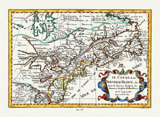 Le Canada ou Nouvelle France, 1656 Ver. II, Map on heavy cotton canvas, 1656,22x27" approx.
