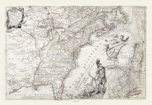 Carte de l'Amérique Septle. pour servir à l'intelligence de la guerre entre les Anglois et les insurgents, 1777,canvas,22x27" approx.