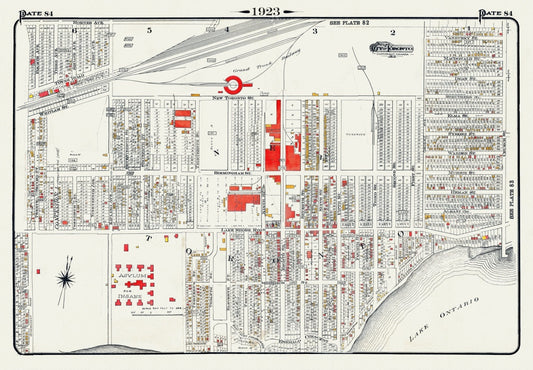 Plate 84, Toronto West, New Toronto, 1923, Map on heavy cotton canvas, 18x27in. approx.