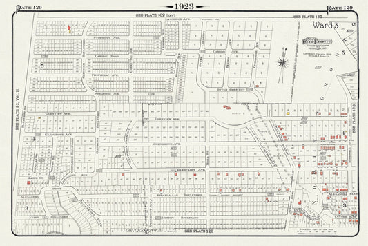 Plate 129, Toronto North,  South of Lawrence Ave., 1923, Map on heavy cotton canvas, 18x27in. approx.