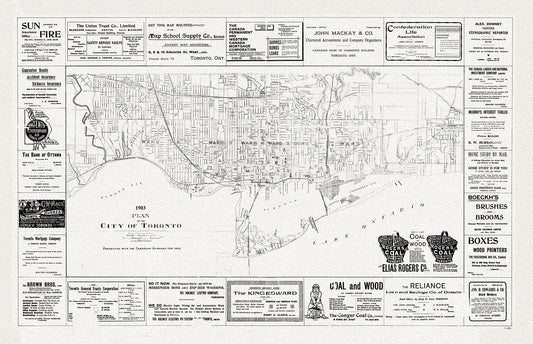 Plan of the City of Toronto, 1903, map on heavy cotton canvas, 22x27" approx.