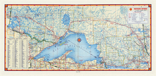 Shell Oil of Canada, Northern Ontario, 1959, Map on canvas, 16 x 27" approx.